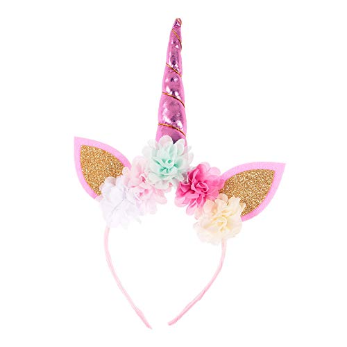 Nishine Einhorn Horn Stirnband für Baby Mädchen Einhorn Geburtstag Party Favor Hollween Cosplay Tiara Frauen Einhorn Haarband (Rosa) von Nishine