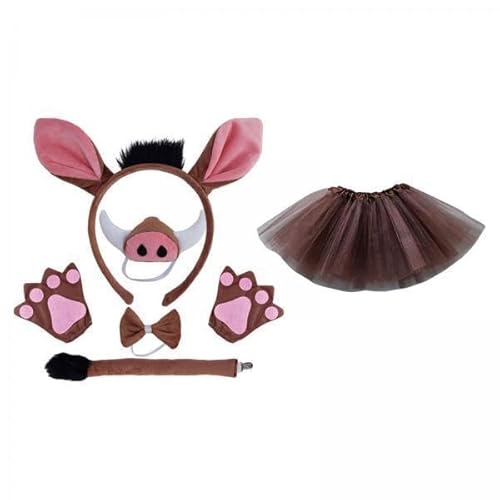 Nishiyuenyi 3 X Schweinekostüme für Kinder, Tierschwanz, Verkleidung, Cartoon Tutu Kleid, Cosplay, Handschuhe, Outfit, Haarschleife, Stirnband, Fliege für Party Nishiyuenyi 3 X Schweinekostüme für Kinder, Tierschwanz, Verkleidung, Cartoon Tutu Kleid, Cosplay, Handschuhe, Outfit, Haarschleife, Stirnband, Fliege für Party von Nishiyuenyi