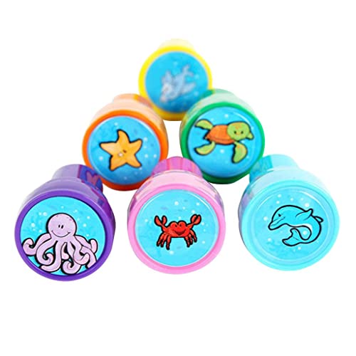 Nishiyuenyi 6pcs Meer Tier Tinte Cartoon Muster Briefmarken Stamper Kinder Party Favors Spielzeug von Nishiyuenyi