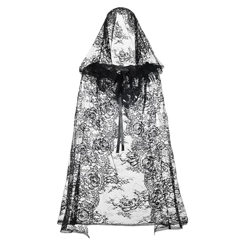Nishiyuenyi Hexenumhang Langer Kapuzenmantel Aus Spitze Gotisches Gewand Wiederverwendbarer Tüllumhang mit Bindeverschluss Am Hals für Vampir Kostüme, 90cm Nishiyuenyi Hexenumhang Langer Kapuzenmantel Aus Spitze Gotisches Gewand Wiederverwendbarer Tüllumhang mit Bindeverschluss Am Hals für Vampir Kostüme, 90cm von Nishiyuenyi