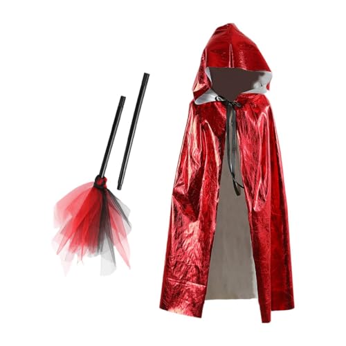 Nishiyuenyi Kapuzenumhang für Kinder Halloween Kostüm Zaubererrobe Hexenmantel mit Bindegürtel für Und Fasching, Rot Nishiyuenyi Kapuzenumhang für Kinder Halloween Kostüm Zaubererrobe Hexenmantel mit Bindegürtel für Und Fasching, Rot von Nishiyuenyi