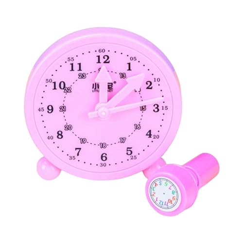 Nishiyuenyi Pädagogische Uhr, Spielzeuguhr, Stempelset, lustige Zeiterkennung, Lernwerkzeug für die Grundschule für Kinder im Vorschulalter, keine echte Uhr, ROSA von Nishiyuenyi