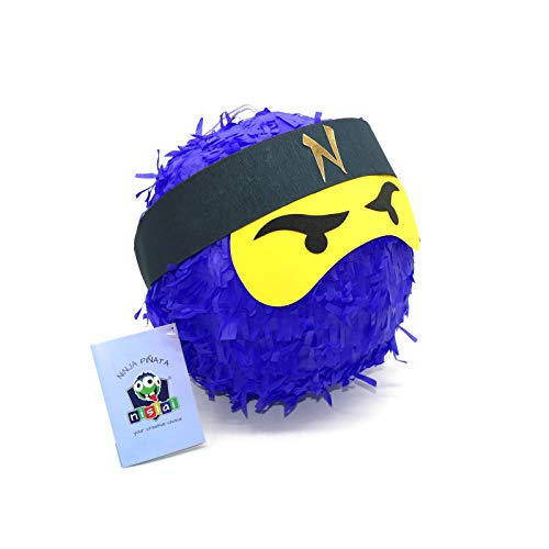 Ninja Pinata - Ideal für die Ninja Party - Pinata Geschenk - Pinata Geburtstag - Farbe zur Auswahl: grün, schwarz, blau, rot (Blue) von Nislai