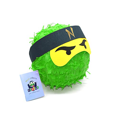 Ninja Pinata - Ideal für die Ninja Party - Pinata Geschenk - Pinata Geburtstag - Farbe zur Auswahl: grün, schwarz, blau, rot (grün) von Nislai