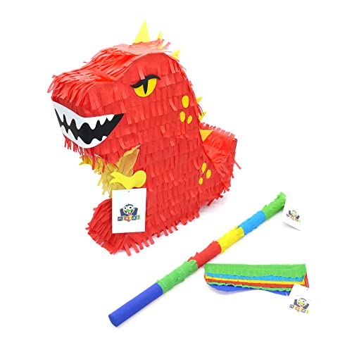 Nislai® Dinosaur Pinata Set | Ideal für die Dino Drachen Party | Pinata Geburtstag | Perfekt als Pinata Geschenk | Für Geburtstag oder als Deko Party | u. 43x34x10 cm inkl. Stock u. Augenmaske von Nislai