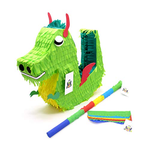 Nislai® Drachen Dino Pinata Set | Ideal für die Drachen Dino Party | Pinata Geschenk | Pinata Geburtstag | Drachen Geburtstag Party | inkl. Pinata & Augenmaske & Stock von Nislai