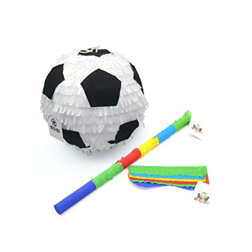 Nislai Pinata Fussball Party Set | Piñata Fußball | Pinata Geburtstag | Geschenkidee | Inkl. Pinata Maske & Pinata Stab von Nislai