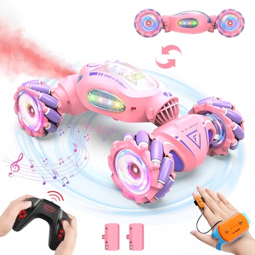 Nitigo Ferngesteuertes Auto, RC Auto mit Fernbedienung Mädchen 2.4 GHz, 4WD Spielzeug Auto mit Handsteuerung Kinder RC Car Drift Stunt 360° Drehung, Geschenk Junge 6 7 8 9 10 11 12 Jahre, Rosa von Nitigo