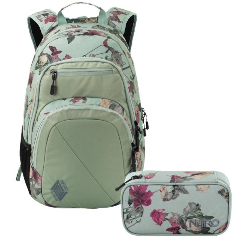 Nitro Schulrucksack Set "Stash" (Dead Flower) mit Schlamper von Nitro