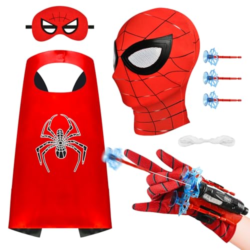 Launcher Spielzeug, Super Spider Launcher, Spider Launcher Handschuh, Spider Hero Handschuhe, Helden Umhang, Helden Masken, Launcher Spielzeug Set, Cosplay-Kostüme und Requisiten von Niumowang