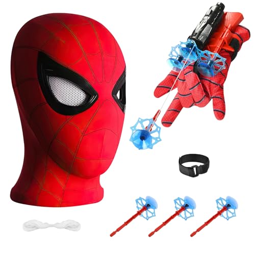 Niumowang Launcher Handschuh, Handgelenk Spielzeug Set, Karneval Maske, Hero Handschuhe, Cosplay Masken für Kinder Erwachsene, Mask für Kinder, Cosplay Glove Launcher, Kinder Geschenk (Rot) von Niumowang