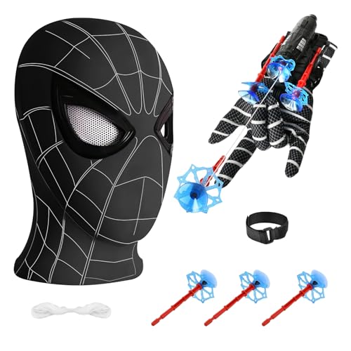 Niumowang Launcher Handschuh, Handgelenk Spielzeug Set, Karneval Maske, Hero Handschuhe, Cosplay Masken für Kinder Erwachsene, Mask für Kinder, Cosplay Glove Launcher, Kinder Geschenk (Schwarz) von Niumowang