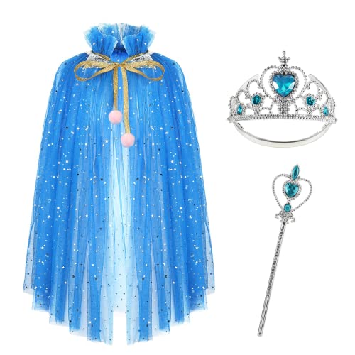 Niumowang Umhang Prinzessin, 3 pcs Prinzessin Umhang Mädchen, Kinder Umhang Prinzessin, Prinzessin set Mädchen, Verkleidung Mädchen Prinzessin, Prinzessin Party Kostüm Prinzessinnen Umhang von Niumowang