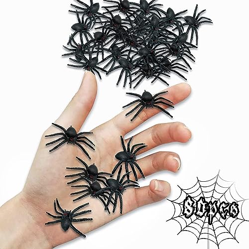 Niumowang Schwarze Plastikspinnen, 80 Stück Halloween Spinnen, Schwarze Simulationsspinne, Spinnen Deko Halloween, Halloween-Streich-Requisiten, für Spukhaus Halloween Party Dekorationen (80pcs) von Niumowang