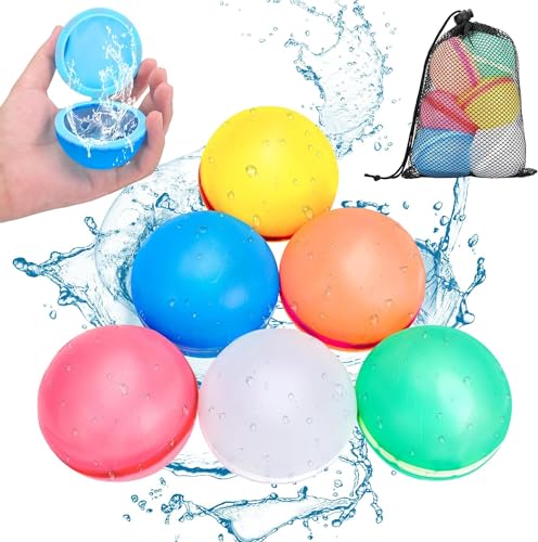 Niurome Wiederverwendbare Wasserbomben 6 Stück, Selbstdichtende Wasserbomben Magnetischer Wasserball Und Pool Spielzeug, Wasserspielzeug Kinder Für Outdoor Spiele Strandspielzeug Mit Netzbeutel von Niurome