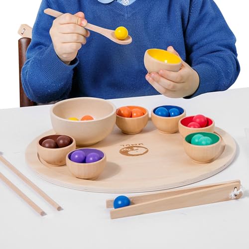 Nixiara Farbsortierspielzeug aus Holz, Farbsortierkugeln aus Holz, Mehrzweck-Farbanpassungsspiel für Kinder, Früherziehungsspielzeug, Farbklassifizierungsspielzeug für Kinder für Zuhause, Kindergarten von Nixiara