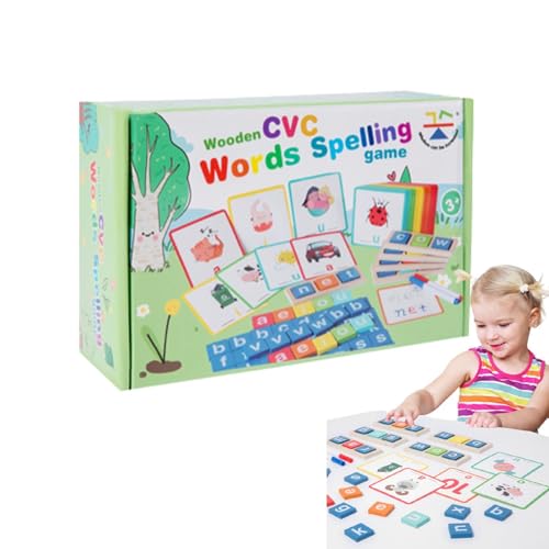 Nixiara Holzleseblöcke, Matching Letter Game | Kurzer Vokal -Bildungs -Flash -Karten Feinmotor,Alphabet passende Rechtschreibung Lesen Flash -Karten für Vorschuljungen Mädchen von Nixiara