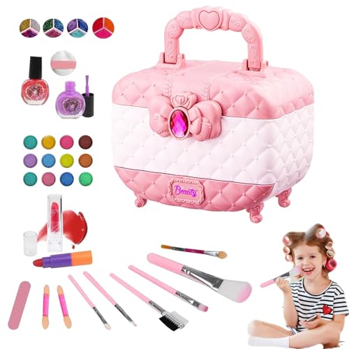 Nixiara Kosmetiktasche für Mädchen | Sicheres und waschbares rosa Make-up-Set für Kleinkinder, tragbares Make-up-Set für Kleinkinder, Prinzessinnen-Make-up-Tasche für ohne Nixiara Kosmetiktasche für Mädchen | Sicheres und waschbares rosa Make-up-Set für Kleinkinder, tragbares Make-up-Set für Kleinkinder, Prinzessinnen-Make-up-Tasche für ohne von Nixiara