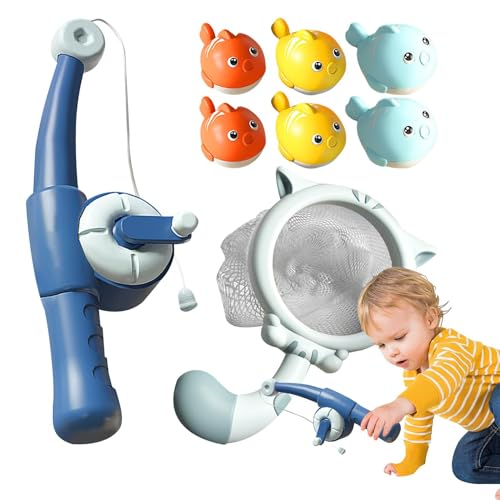 Nixiara Magnetischer Fischereispielzeug, Baby Angelzeug | Funny Children Bath Game Magnet Pole Rod Net - Pädagogisches Outdoor -Spiel Fischspiel Set für die Badewanne des Badezimmers nach Hause von Nixiara