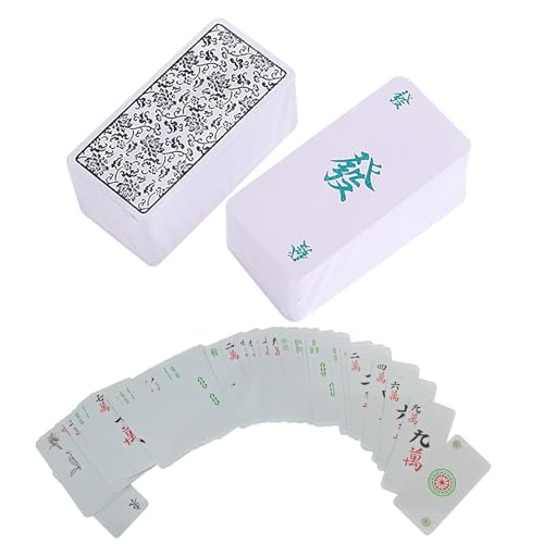 Nixiara Mahjong-Karte - Mahjong-Karten Spielkarten, Tragbares Freizeit-Tischspiel, Chinesisches Blaues Und Weißes Porzellan-Design, 136 Karten-Set, PVC, Wasserdicht, Tragbar, Für Die Freizeit Mit Der von Nixiara