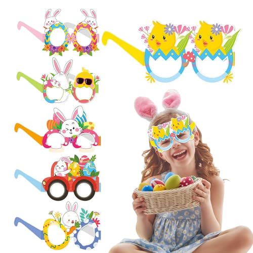 Nixiara Osterparty Brille, nbrille für Kinder - 6x Chick Bunny Paper Brille | Urlaub Brillen für Mädchen Happy Spring Festival Geburtstagsfeier Gunst von Nixiara