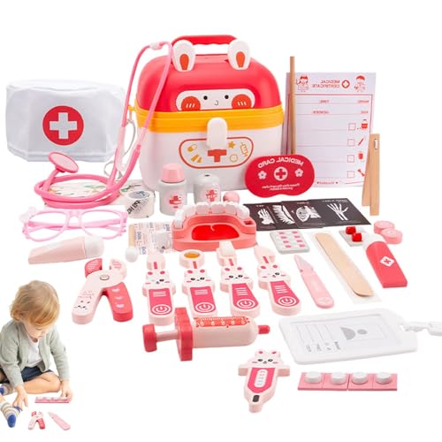 Pretend Doctor Kit | 24 x pädagogisches Arztspielzeug mit Häschen-Thema – pädagogisches Arztspielzeug mit Stethoskop zum Geburtstag und Weihnachten von Nixiara