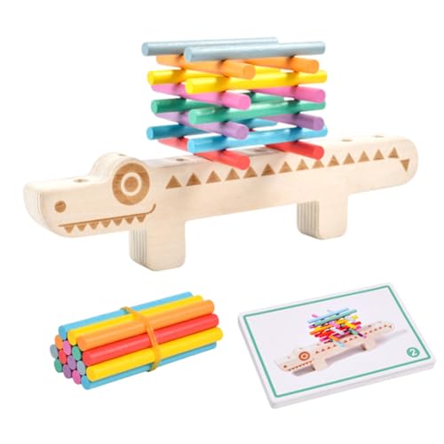 Farblich abgestimmte Sticks: Sortierspielzeug, Feinmotorik-Spiel | Passendes Holzspielzeug, Vorschul-Lernspielzeug in Krokodilform, stapelbares Blockspielzeug, inkl von Nixieen