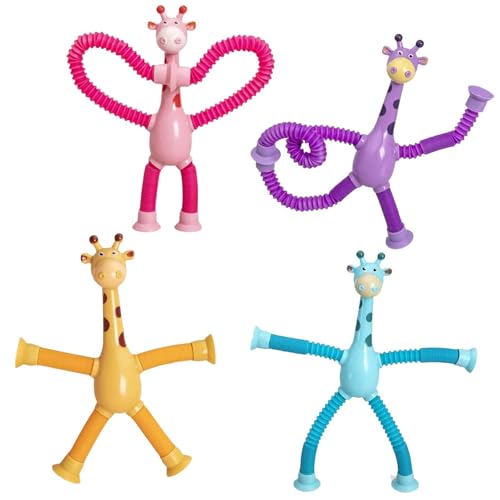 Giraffen-Teleskoprohr-Spielzeug – sensorisches Puzzle mit Saugnäpfen, interaktive Röhren für Kinder | Lustiges Giraffenspielzeug, ideal für taktile Stimulation und Koordination von Nixieen