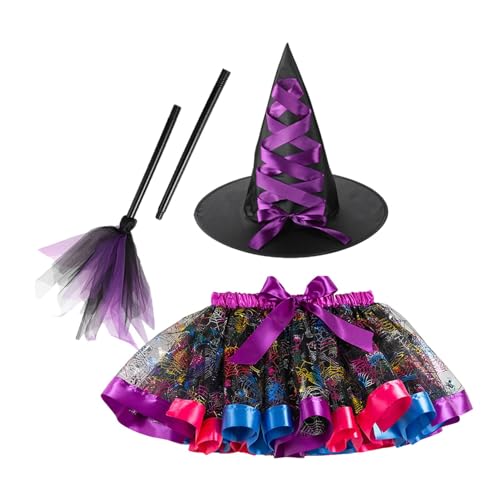 Hexenrock für Frauen – 3-teiliges Halloween-Kostüm, Halloween-Kostümrock | Kostüme und Accessoires für Mädchen, ideal für Prinzessinnen auf Halloween-Partys und Feiern von Nixieen