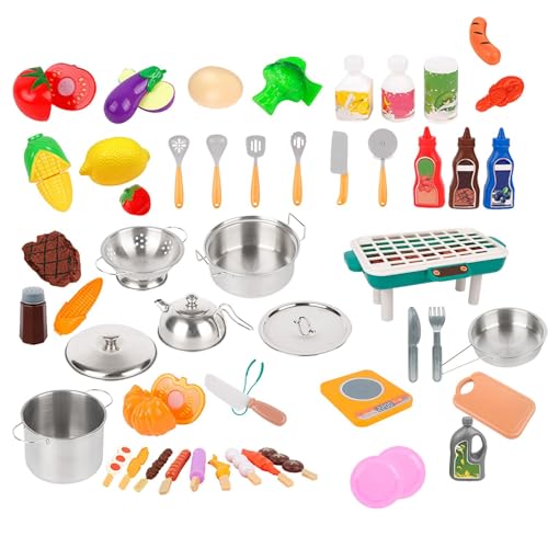 Küchenspielset für Kleinkinder, Küchenutensilien für Kinder | Rollenspiel-Küchenspielzeug | Kinderküchenwerkzeug, Spielzeug zum Kochen, Kinderküchenset für die Früherziehung, 52-teilig von Nixieen
