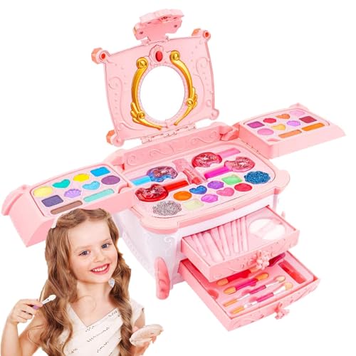 Make-up-Rollenspiel, Make-up-Set für kleine Mädchen,Kosmetisches Make-up-Set für kleine Mädchen | Anzieh-Rollenspiel-Make-up-Set mit großem Fassungsvermögen für Kindergarten- und Klassenzimmerbelohnun von Nixieen