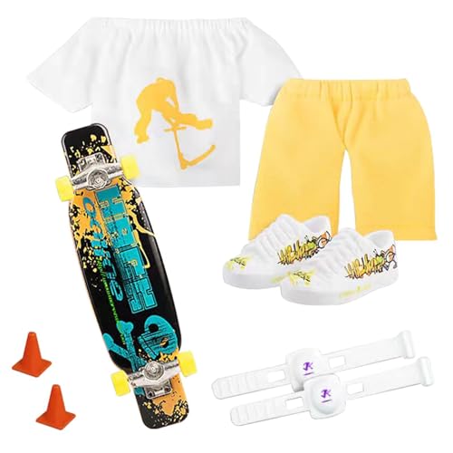 Nixieen Finger-Scooter-Set – Finger-Scooter-Set mit Hosen und Schuhen, vielseitig einsetzbares Skateboard-Spielzeug für Kinder, vielseitiges Kindergeburtstagsgeschenk und Halloween-Partygeschenk von Nixieen