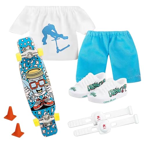 Nixieen Finger-Scooter mit Zubehör – Scooter-Set mit Hosen und Schuhen, Finger-Skateboard-Lernspielzeug, vielseitig einsetzbares Geburtstagsgeschenk und Partyspielzeug für Kinder von Nixieen