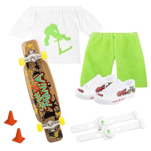 Nixieen Finger-Scooter mit Zubehör – Scooter-Set mit Hosen und Schuhen, Finger-Skateboard-Lernspielzeug, vielseitig einsetzbares Geburtstagsgeschenk und Partyspielzeug für Kinder von Nixieen