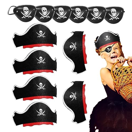 Nixieen Piratenhut-Set – Piraten-Kostüm-Set für Cosplay, Piratenaugen-Patches für Halloween, aufblasbare Schwerter für Kostümparty von Nixieen