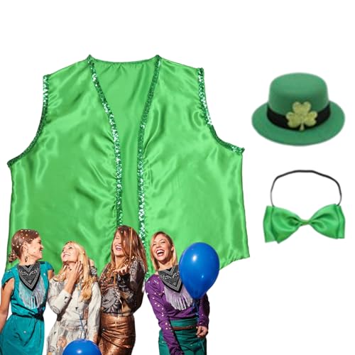 Nixieen St. Patrick's Day Kostüm, Kostüm für St. Patrick's Day | Weste zum St. Patrick's Day | Weihnachtsfeierkostüm für Partyartikel und Dekorationen von Nixieen