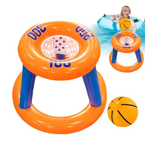 Wasserbasketball-Spielzeug, Basketball-Set für Pool, aufblasbares Pool-Spielzeug mit Basketball, faltbar, tragbar, für Kinder von Nixieen