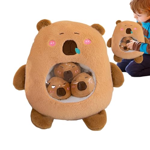 Weiches Plüschkissen von Carpincho, Plüschtier, Carpincho mit Snackbeutel, weiche braune Puppe mit süßem Tier, Plushie Capibara Plushies Puppe für Kinder und Erwachsene von Nixieen