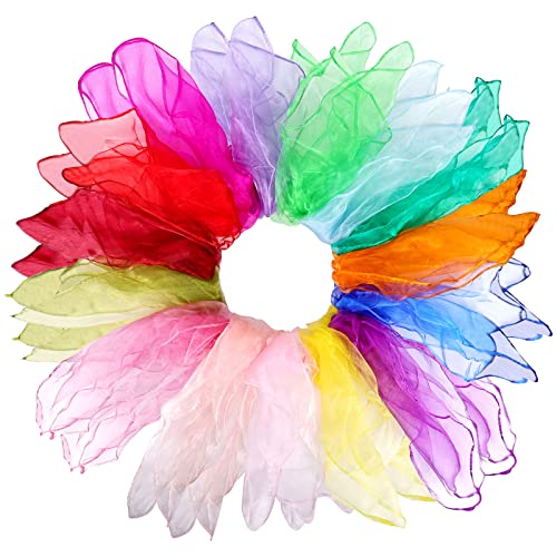 30 Pcs Jongliertücher - Tanz Tücher, Chiffontücher Bunt Jonglier Schals Square Dance Tanztücher Bunt Jongliertücher Gymnastiktücher Party-aktivitäten Zubehör Dekoration60cm von Nizirioo