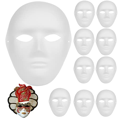 Nizirioo Weißes Papier Maske - DIY Halloween Maske zum Bemalen Kinder Weiße Maskerade-Masken Überstreichbare Papiermasken für Karneval Cosplay Halloween Party, Basteln Kindergeburtstag von Nizirioo