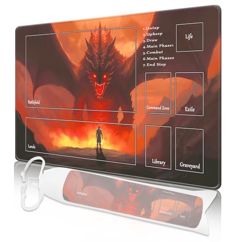 MTG Playmat, Playmats for MTG TCG 61.0 cm x 35.6 cm Stitched Edges Play Mat with Free Storage Bag for Cards Game Play Waterproof Battle Board Game MTG Playmat with Zones von Nkddert