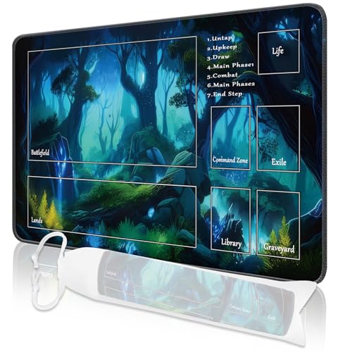 MTG Spielmatte, 24" x 14" MTG TCG Spielmatte mit genähten Kanten HD Druck Spielmatte für Kartenspiele Anti-Rutsch Gaming Spielmatte mit Aufbewahrungstasche Baum Kampfspielmatte von Nkddert