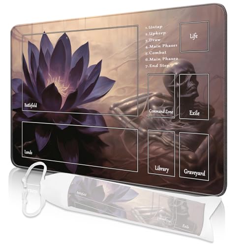 MTG Spielmatte, 24" x 14" MTG TCG Spielmatte mit genähten Kanten HD Druck Spielmatte für Kartenspiele Anti-Rutsch Gaming Spielmatte mit Aufbewahrungstasche Schwarzer Lotus Kampfspielmatte von Nkddert