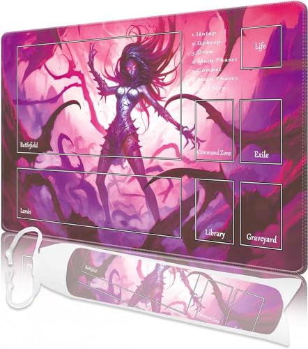 MTG Spielmatte, 24" x 14" MTG TCG Spielmatte mit genähten Kanten HD Druck Spielmatte für Kartenspiele Anti-Rutsch Gaming Spielmatte mit Aufbewahrungstasche Batgirl Kampfspielmatte von Nkddert