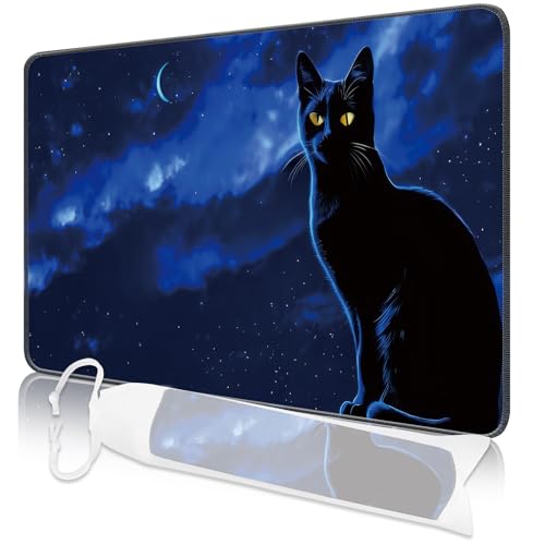 MTG Spielmatte, 24" x 14" MTG TCG Spielmatte mit genähten Kanten HD Druck Spielmatte für Kartenspiele Anti-Rutsch Gaming Spielmatte mit Aufbewahrungstasche Katze Kampfspielmatte von Nkddert