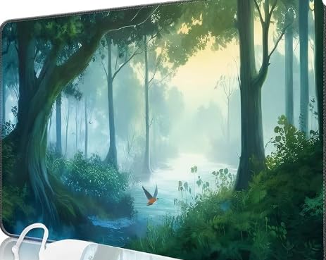 Nkddert MTG Playmat, 24x14in TCG Card Playmat Stitched Edges MTG Commander Playmat 3mm Thick Waterproof Board Game Nature Scenery Pattern Play Mat with Storage Bag von Nkddert