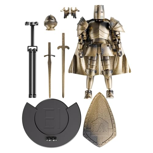 Action Figure, Desktop Decorations, Multi-Jointed Medieval Knight Fully Articulated Movable Statue for 360° Rotating Head Flexible Figurine Decors, Figures Model, 5.51x5.2 Inches von Nkmujil