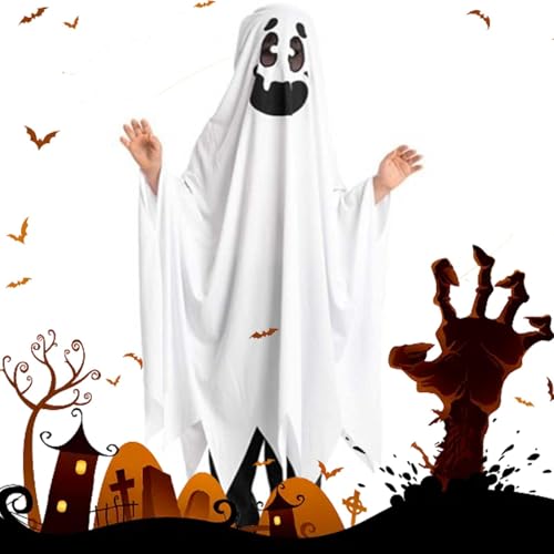 Halloween-Umhang, Geister-Kostüm, Geister-Kostüm, Cosplay-Umhang, Uni-Kinder, Geister-Kostüm, Mädchen, Halloween, Fasching, Cosplay, Junge, weißer Boo von Nkmujil