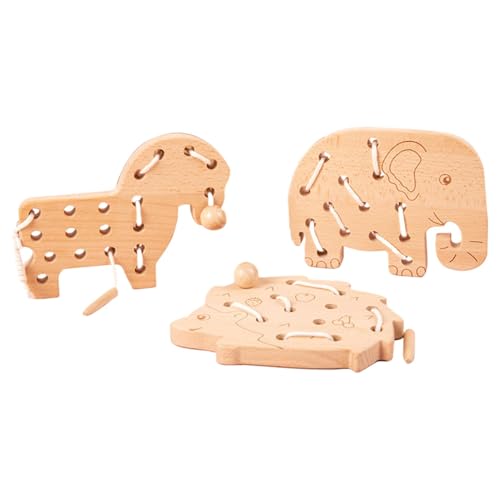 Nkmujil Kids Threading Toy Set, Wooden Lace Block Puzzles, Educational Shape Lacing Activity, Fine Motor Skills Development Toys for Wooden Threading Toy Set, Creative Lace Puzzle Games von Nkmujil