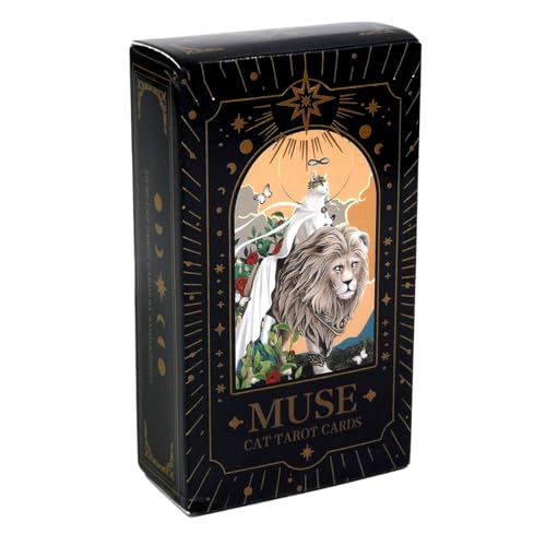 Muse Cat Tarot Deck, 78 Stück Wahrsagerkarten, Englische Version, Tragbare Wahrsagerwerkzeuge für Schicksalslesungen, Brettspiel und Partyunterhaltung von Nkmujil